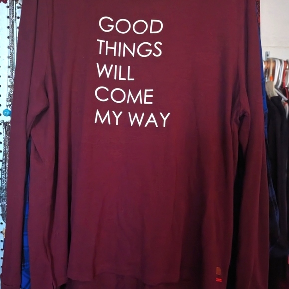 Peace, love world yoga soft long sleeve  workout x-large burgundy wine positive - Picture 10 of 10